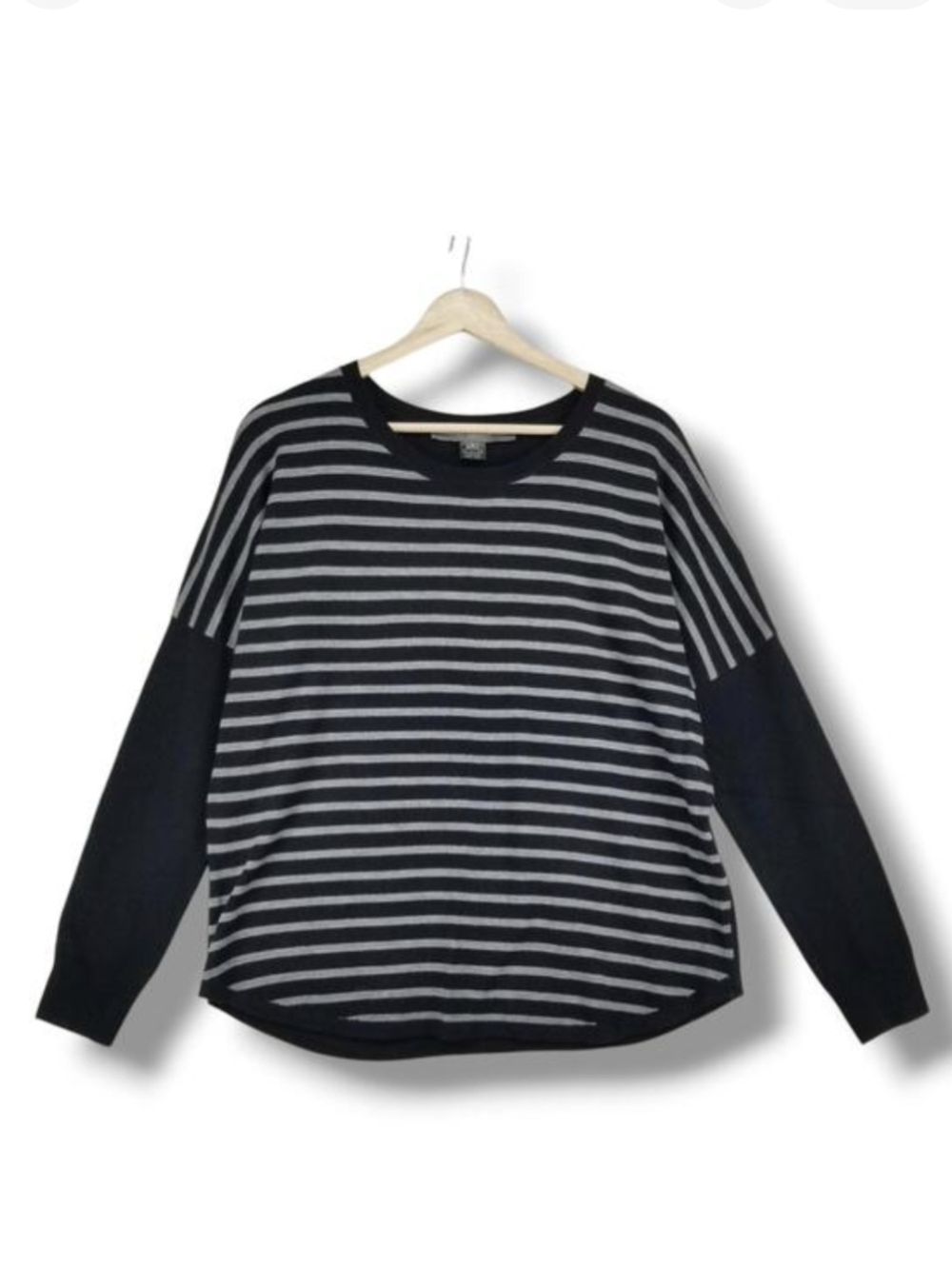 French Connection Striped Sweater Womens Small‎ Black Gray